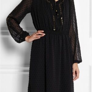 Altuzarra Black Long Sleeve Dress with Sheer Details